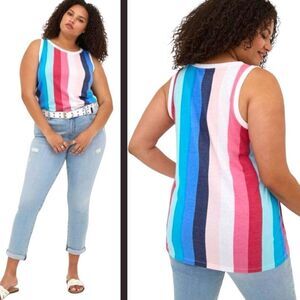Torrid Vertical Striped Vintage Triblend Jersey Crew Neck Tank Top Size 2 2XL
